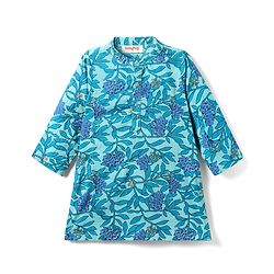 Babyhug Full Sleeves Dhoti Kurta With Floral Print & Jacket Set - Blue