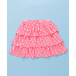 Babyhug Single Jersey Knit Frill Sleeves Top with Skirt & Butterfly Patch - White & Neon Orange