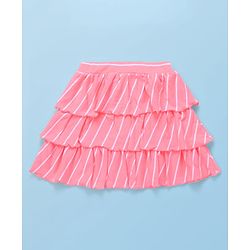 Babyhug Single Jersey Knit Frill Sleeves Top with Skirt & Butterfly Patch - White & Neon Orange