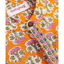 Babyhug Cotton Woven Full Sleeves Floral Printed Kurta Dhorti Set - Orange & White