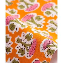 Babyhug Cotton Woven Full Sleeves Floral Printed Kurta Dhorti Set - Orange & White