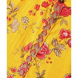 Babyhug Cambric Woven Full Sleeves Kurta Dhoti Set With Floral Print - Yellow