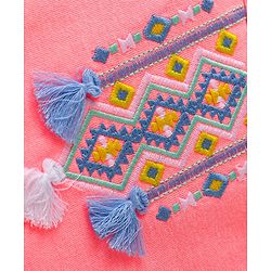 Babyhug Single Jersey Knit Sleeveless Embroidered Top & Shorts Set - Pink & Blue