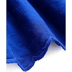 Babyhug Cotton Woven Full Sleeves Solid Colour Frock - Blue