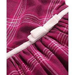 Babyhug Cotton Woven Full Sleeves Checks Frock With Peter Pan Collar & Stockings - Maroon
