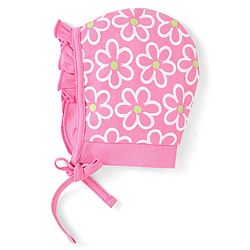 Babyhug 100% Cotton Knit Tie Knot Bonnet Cap Floral & Polka Dot Print Pack of 2 - Pink & Light Green