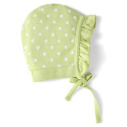 Babyhug 100% Cotton Knit Tie Knot Bonnet Cap Floral & Polka Dot Print Pack of 2 - Pink & Light Green