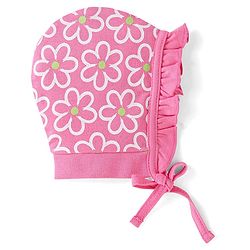 Babyhug 100% Cotton Knit Tie Knot Bonnet Cap Floral & Polka Dot Print Pack of 2 - Pink & Light Green