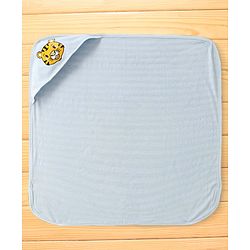 Babyhug Cotton Knit Hooded Wrapper with Tiger Print L 76 x B 76 cm - Light Blue
