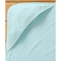 Babyhug Terry Knit Solid Hooded Towel Wrapper L 76 x B 76 cm - Light Blue