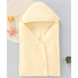 Babyhug Cotton Knit Solid Hooded Wrapper L 76 x B 76 cm - Cream