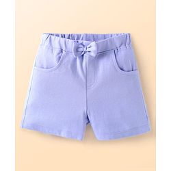 Babyhug Single Jersey Knit Cap Sleeves Floral Printed Top & Shorts Set - White & Purple
