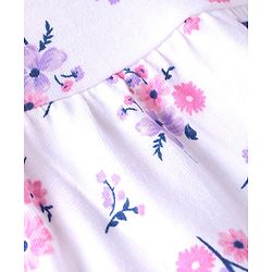 Babyhug Single Jersey Knit Cap Sleeves Floral Printed Top & Shorts Set - White & Purple