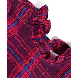 Babyhug Cotton Woven Full Sleeves Checkered Frock with Leggings - Red