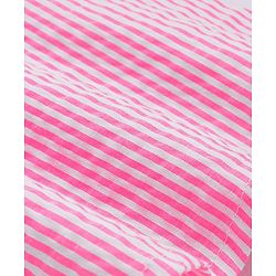Babyhg Cotton Woven Full Sleeves Striped Frock With Peter Pan Collar & Bloomer - Pink