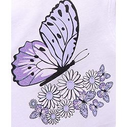 Babyhug Single Jersey Knit Sleeveless Top & Shorts Set with Butterfly & Floral Print - White & Purple