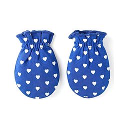 Babyhug Interlock Knit Caps Mittens & Booties With Heart Print & Ear Applique - Navy Blue