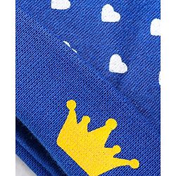 Babyhug Interlock Knit Caps Mittens & Booties With Heart Print & Ear Applique - Navy Blue