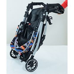 Babyhug Travel Compact Baby Stroller with Food Tray Reversible Handle Adjustable Backrest & Canopy - Multicolour