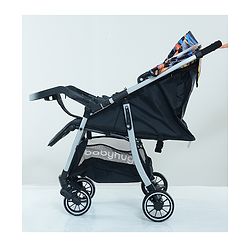 Babyhug Travel Compact Baby Stroller with Food Tray Reversible Handle Adjustable Backrest & Canopy - Multicolour