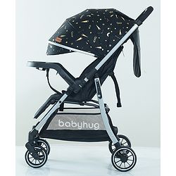 Babyhug Travel Compact Baby Stroller with Food Tray Reversible Handle Adjustable Backrest & Canopy - Multicolour