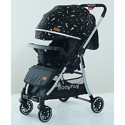 Babyhug Travel Compact Baby Stroller with Food Tray Reversible Handle Adjustable Backrest & Canopy - Multicolour