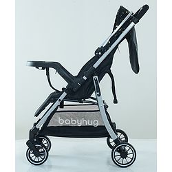 Babyhug Travel Compact Baby Stroller with Food Tray Reversible Handle Adjustable Backrest & Canopy - Multicolour