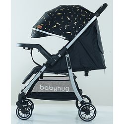 Babyhug Travel Compact Baby Stroller with Food Tray Reversible Handle Adjustable Backrest & Canopy - Multicolour