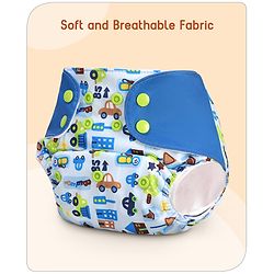 Babyhug Free Size Reusable Cloth Diaper With Inserts & Contrast Flap Pack of 3 - Blue & Brown