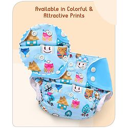 Babyhug Free Size Reusable Cloth Diaper With Inserts & Contrast Flap Pack of 3 - Blue & Brown