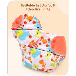 Babyhug Free Size Reusable Cloth Diaper With Inserts & Contrast Flap Pack of 3 - Pink & Orange