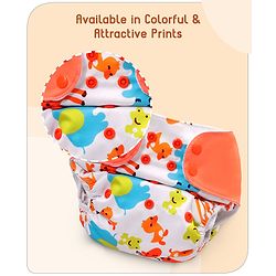 Babyhug Free Size Reusable Cloth Diaper With Inserts & Contrast Flap Pack of 3 - Blue & Brown