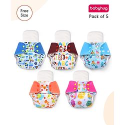 Babyhug Free Size Reusable Cloth Diaper With Inserts & Contrast Flap Pack of 3 - Blue & Brown