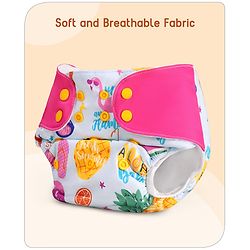 Babyhug Free Size Reusable Cloth Diaper With Inserts & Contrast Flap Pack of 5 - Multicolour