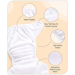 Babyhug Free Size Reusable Cloth Diaper With Inserts & Contrast Flap Pack of 5 - Multicolour