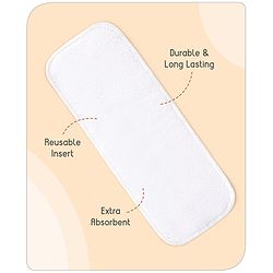 Babyhug Free Size Reusable Cloth Diaper With Inserts & Contrast Flap Pack of 5 - Multicolour
