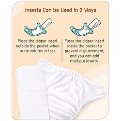 Babyhug Free Size Reusable Cloth Diaper With Inserts & Contrast Flap Pack of 5 - Multicolour