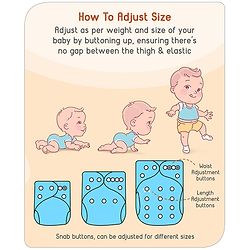 Babyhug Free Size Reusable Cloth Diaper With Inserts & Contrast Flap Pack of 5 - Multicolour