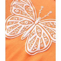 Babyhug Cotton Knit Full Sleeves Top With Butterfly Print & Smocking Detailing - Orange
