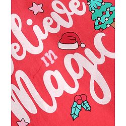 Babyhug Cotton Knit Full Peasant Sleeves Believe in Magic Printed Top with Frill Detailing - Red