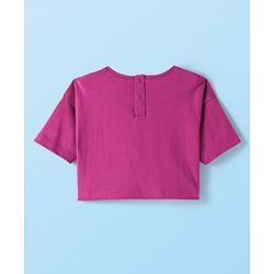 Babyhug Cotton Knit Half Drop Down Shoulder T-Shirt with Vest Sequinned Floral Detailing - Purple