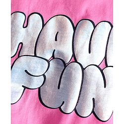Babyhug Cotton Knit Half Sleeves Tops with Text Print & Knot Detailing - Pink