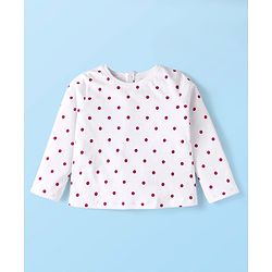Babyhug Disney Terry Knit Dungaree & Full Sleeves T-Shirt With Disney Characters Graphics & Polka Dot Print - Fuchsia & White