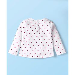 Babyhug Disney Terry Knit Dungaree & Full Sleeves T-Shirt With Disney Characters Graphics & Polka Dot Print - Fuchsia & White