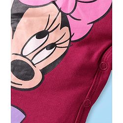 Babyhug Disney Terry Knit Dungaree & Full Sleeves T-Shirt With Disney Characters Graphics & Polka Dot Print - Fuchsia & White