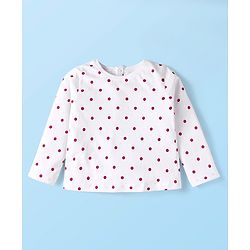 Babyhug Disney Terry Knit Dungaree & Full Sleeves T-Shirt With Disney Characters Graphics & Polka Dot Print - Fuchsia & White