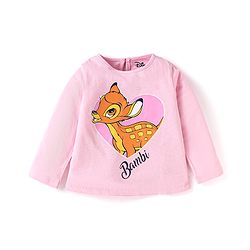 Babyhug Disney Single Jersey Knit Full Sleeves T-Shirts with Minnie & Bambie Graphics Pack of 3 - Pink Green & Purple