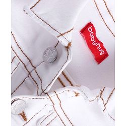 Babyhug Full Sleeves Front Open  Denim Washed Jacket with Pockets - White