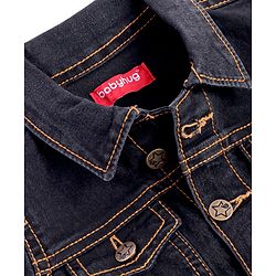 Babyhug Full Sleeves Front Open  Denim Washed Jacket with Pockets - Black