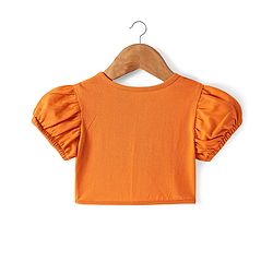Babyhug Cotton Woven Frock & Half Sleeves Jacket With Floral Print - Orange